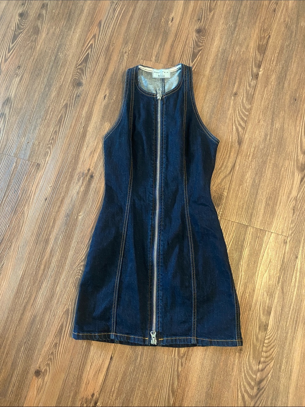 Revice Los Angeles Dark Wash Denim Zip Front Mini Dress